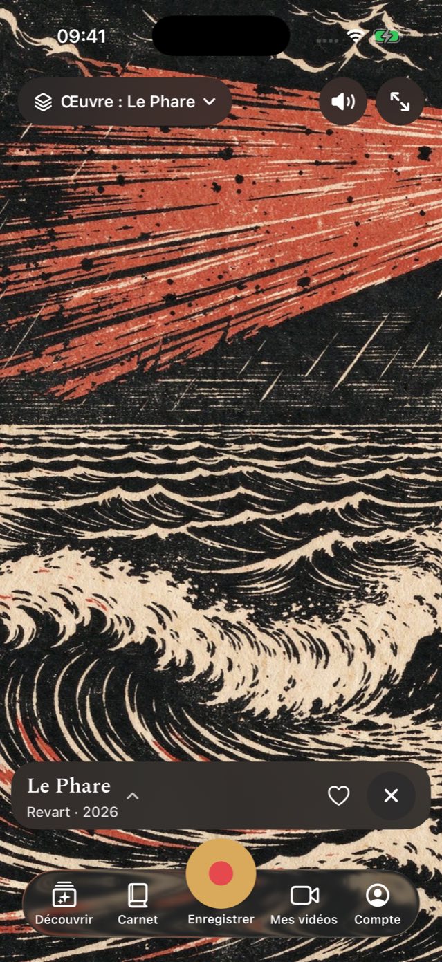Écran Scanner de l’app Revart : l’œuvre reconnue et son cartel